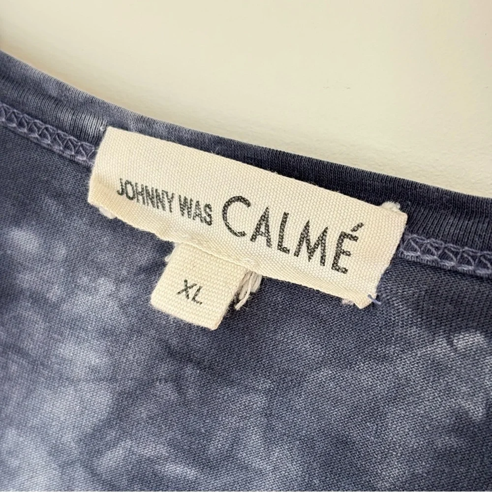 JOHNNY WAS CALMÉ Women’s Blake tie dye long sleeve tee shirt Blue Size XL - Picture 3 of 13